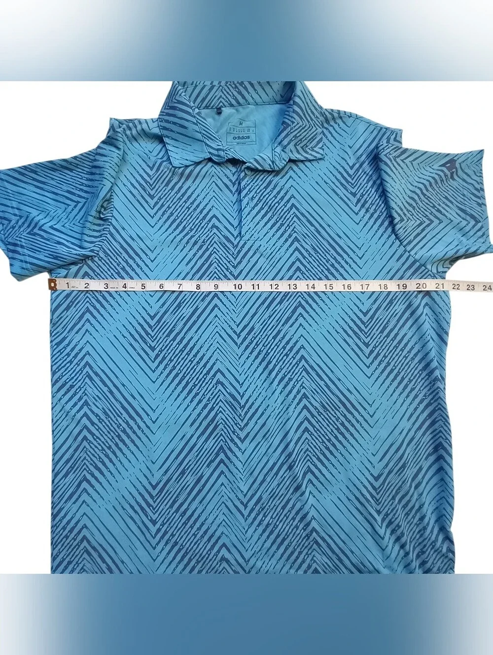 Adidas Ultimate365 Allover Print Polo Shirt Golf Medium Blue Chevron Performance